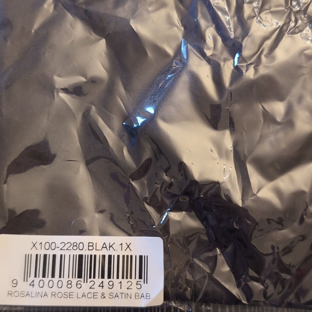 Frederick’s of Hollywood Rosalina Rose Lace Satin Babydoll Black NWT - Picture 4 of 6
